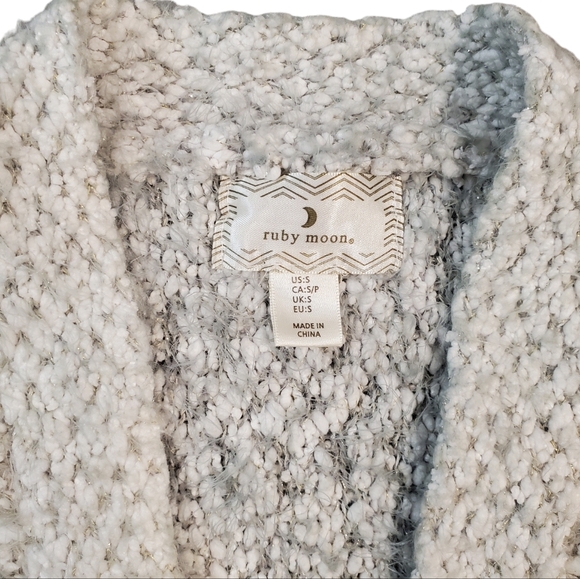 Ruby Moon Cardigan Womens Size Small Ombre Metallic Fuzzy Knit Long Sweater - Picture 7 of 9